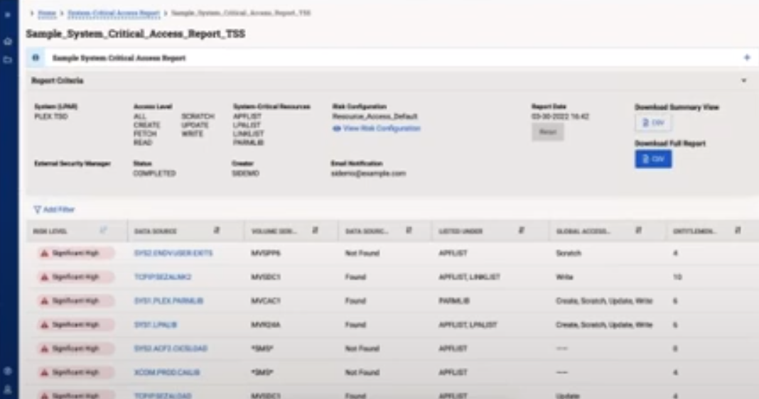 screenshot of Mainframe Security Suite